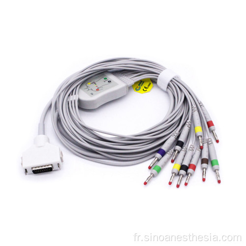 Câble ECG/EKG avec fiche banane Câble ECG 10 dérivations